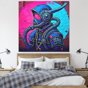 Neon Masked Wall Graffiti Figuur Art Canvas Afdruk