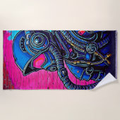 Neon Masked Wall Graffiti Figuur Art Strandlaken (Voorkant)
