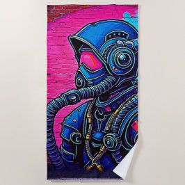 Neon Masked Wall Graffiti Figuur Art Strandlaken