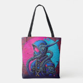 Neon Masked Wall Graffiti Figuur Art Tote Bag (Achterkant)