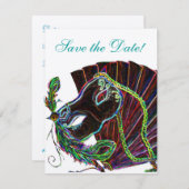 Neon Masquerade Save the Date (Voorkant / Achterkant)