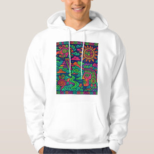 Neon Maya-landschap - psychedelische tribale hoodi Hoodie