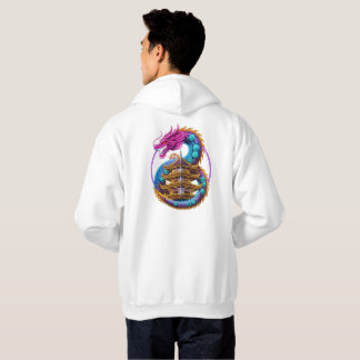 Neon Mechanische Draak Pagode Embleem Kunst Hoodie