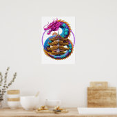 Neon Mechanische Draak Pagode Embleem Kunst Poster (Keuken)