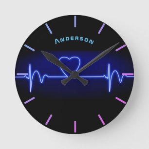 Neon Medical Heart Monitor Beat Persoonlijke wand Ronde Klok