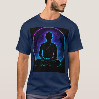Neon Mediterende Monnik Spiritueel T-Shirt | Cosmi