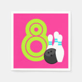 Neon Meisje Bowling Verjaardag Papier Servetten (Voorkant)