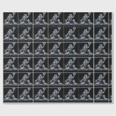 Neon Meisje Softball Catcher Op Zwart Cadeaupapier (Vlak)