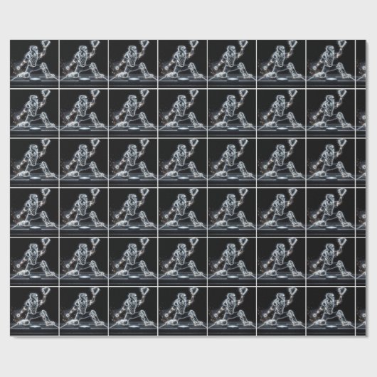 Neon Meisje Softball Catcher Op Zwart Cadeaupapier (Vlak)