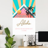 Neon Meisjesuitstap Strand Tropisch Poster (Thuiskantoor)
