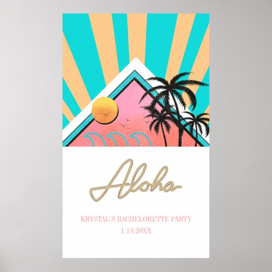 Neon Meisjesuitstap Strand Tropisch Poster (Voorkant)