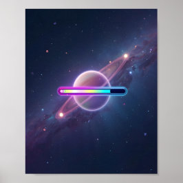 Neon Melkweg Laadt Planeet Poster
