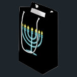 Neon Menorah Klein Cadeauzakje<br><div class="desc">Blauwe menorah in neontekenstijl.</div>