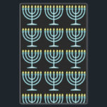 Neon Menorah Tissuepapier<br><div class="desc">Blauwe menorah in neontekenstijl.</div>