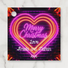Neon Merry Christmas gepersonaliseerd Bedankjes Labels