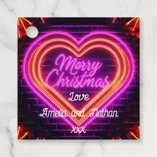 Neon Merry Christmas gepersonaliseerd Bedankjes Labels (Voorkant)