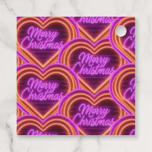 Neon Merry Christmas gepersonaliseerd Bedankjes Labels (Achterkant)