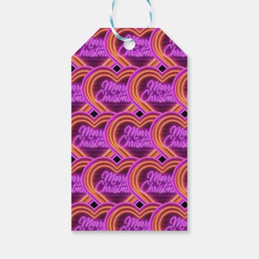 Neon Merry Christmas gepersonaliseerd Cadeaulabel (Achterkant)
