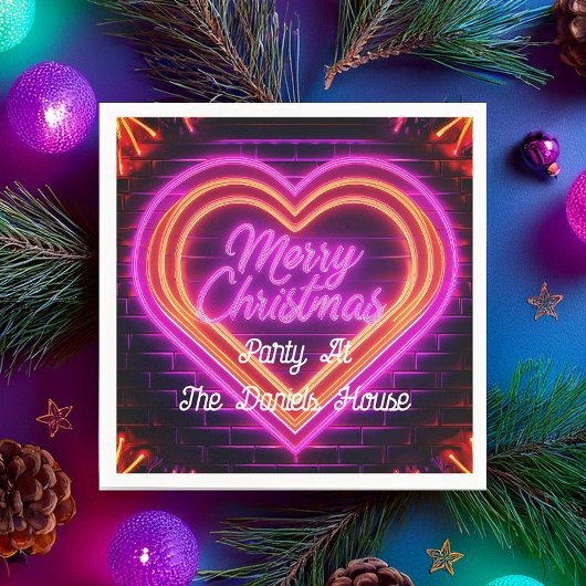 Neon Merry Christmas gepersonaliseerd Servet
