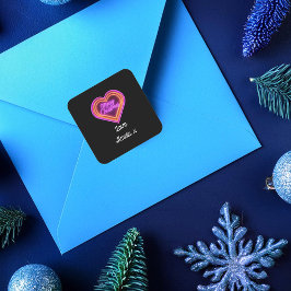 Neon Merry Christmas gepersonaliseerd Vierkante Sticker
