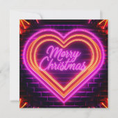 Neon Merry Christmas Gepersonaliseerde Kaart (Voorkant)