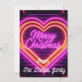 Neon Merry Christmas Gepersonaliseerde Kaart (Voorkant)
