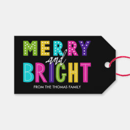 Neon Merry en Bright Cadeaulabel