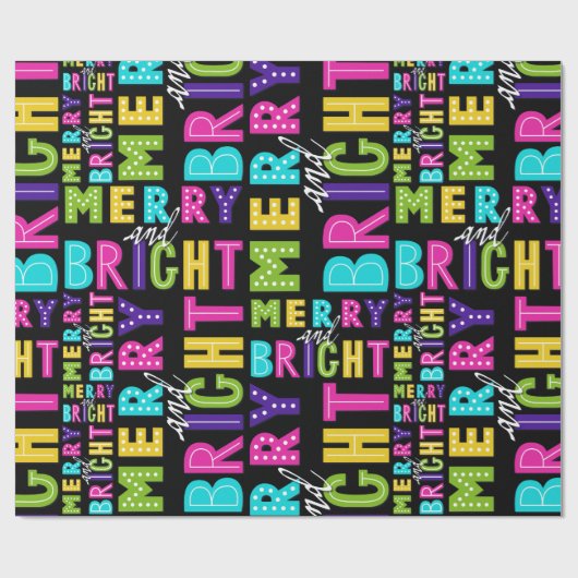 Neon Merry en Bright Cadeaupapier (Vlak)