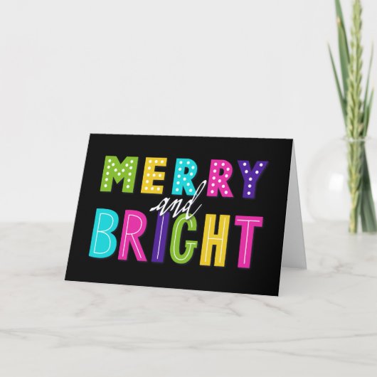 Neon Merry en Bright Feestdagen Kaart (Voorkant)