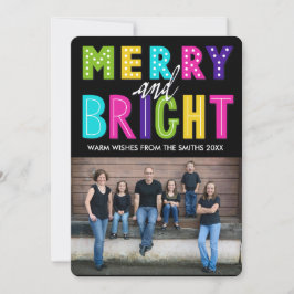 Neon Merry en Bright Feestdagenkaart
