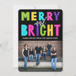 Neon Merry en Bright Feestdagenkaart