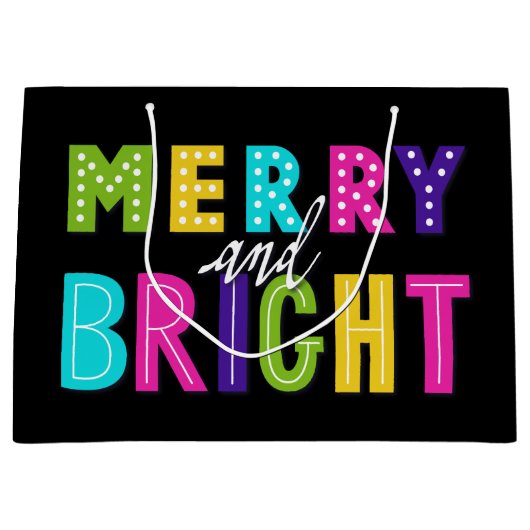 Neon Merry en Bright Large Cadeautasje (Voorkant)