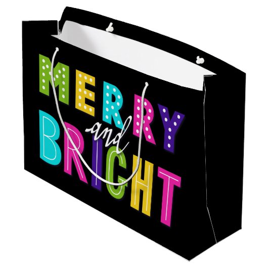 Neon Merry en Bright Large Cadeautasje (Achterkant Gekanteld)