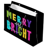 Neon Merry en Bright Large Cadeautasje (Voorkant Gekanteld)