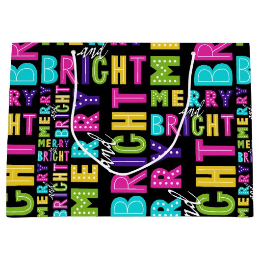 Neon Merry en Bright Large Cadeautasje (Voorkant)