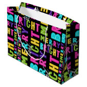Neon Merry en Bright Large Cadeautasje (Achterkant Gekanteld)