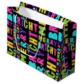 Neon Merry en Bright Large Cadeautasje (Voorkant Gekanteld)