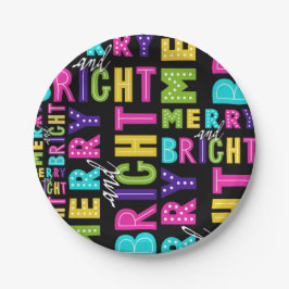 Neon Merry en Bright Papieren Bordje