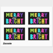 Neon Merry en Bright Rechthoekige Sticker (Vel)