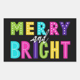 Neon Merry en Bright Rechthoekige Sticker