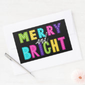 Neon Merry en Bright Rechthoekige Sticker (Envelop)