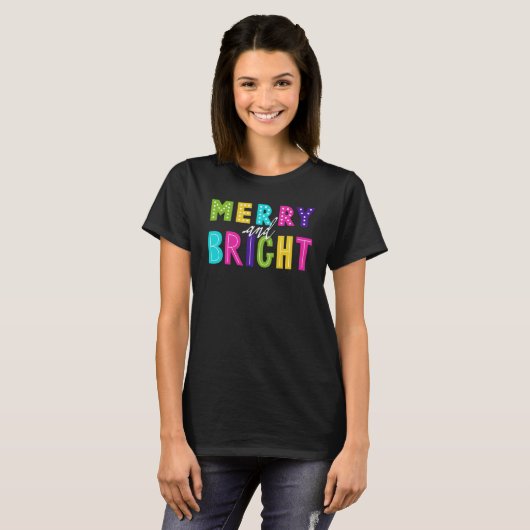 Neon Merry en Bright T-shirt (Voorkant volledig)