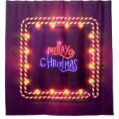 Neon Merry kerstsnoepriet Douchegordijn (Voorkant)