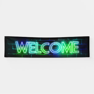 Neon met welkomstbanner spandoek