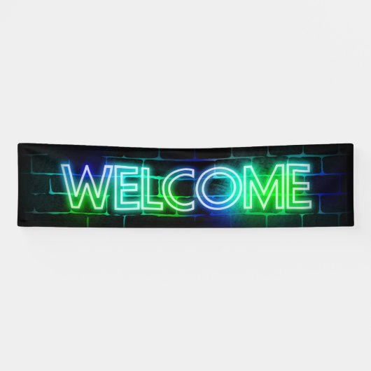 Neon met welkomstbanner spandoek (Horizontaal)