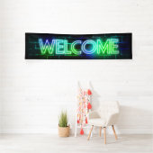 Neon met welkomstbanner spandoek (Insitu)