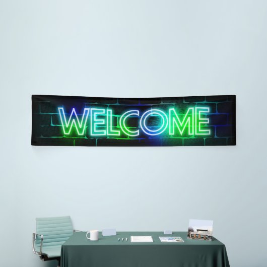 Neon met welkomstbanner spandoek (Beurs)