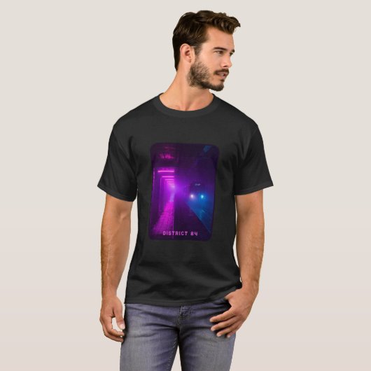 Neon Metro Cyberpunk T-shirt – Retro Synthwave Vap (Voorkant volledig)