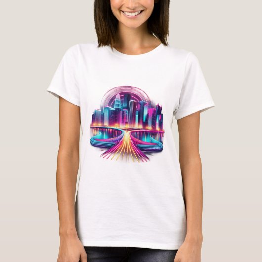 Neon Metropolis T-shirt voor dames (Voorkant)