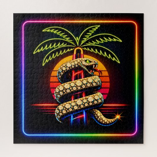 Neon Miami Nights Diamanten luxe  Legpuzzel (Verticaal)